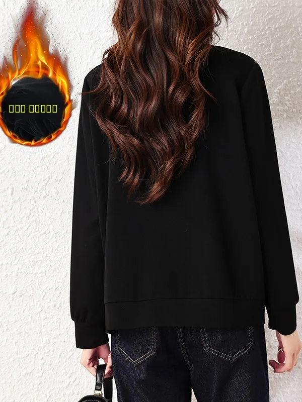 أصيلة 2025 الخريف الشتاء Thiened Fce اصطف فضفاض عارضة Faionable البلوز جميع المواسم الأساسية الأساسية Sle