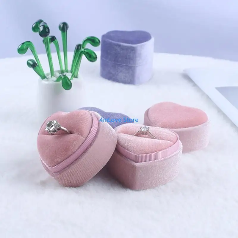 T4MD Elegant Heart Shaped Rings Storage Container for Anniversary Birthday Present