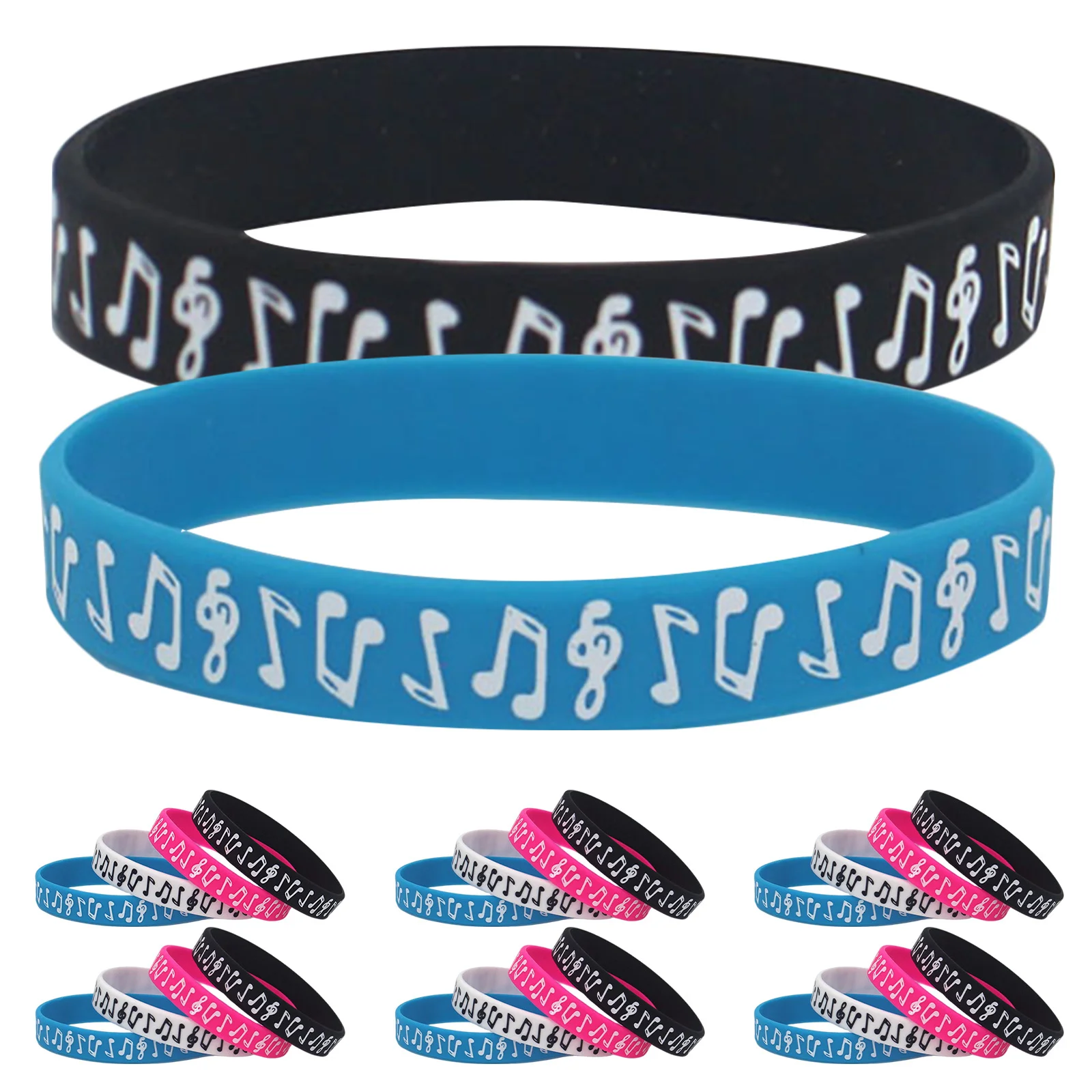 

40Pcs Silicone Music Note Bracelets Colorful Soft Festival Wristbands Bulk Party Favors Concert Events Silicone Stretch Bracelet