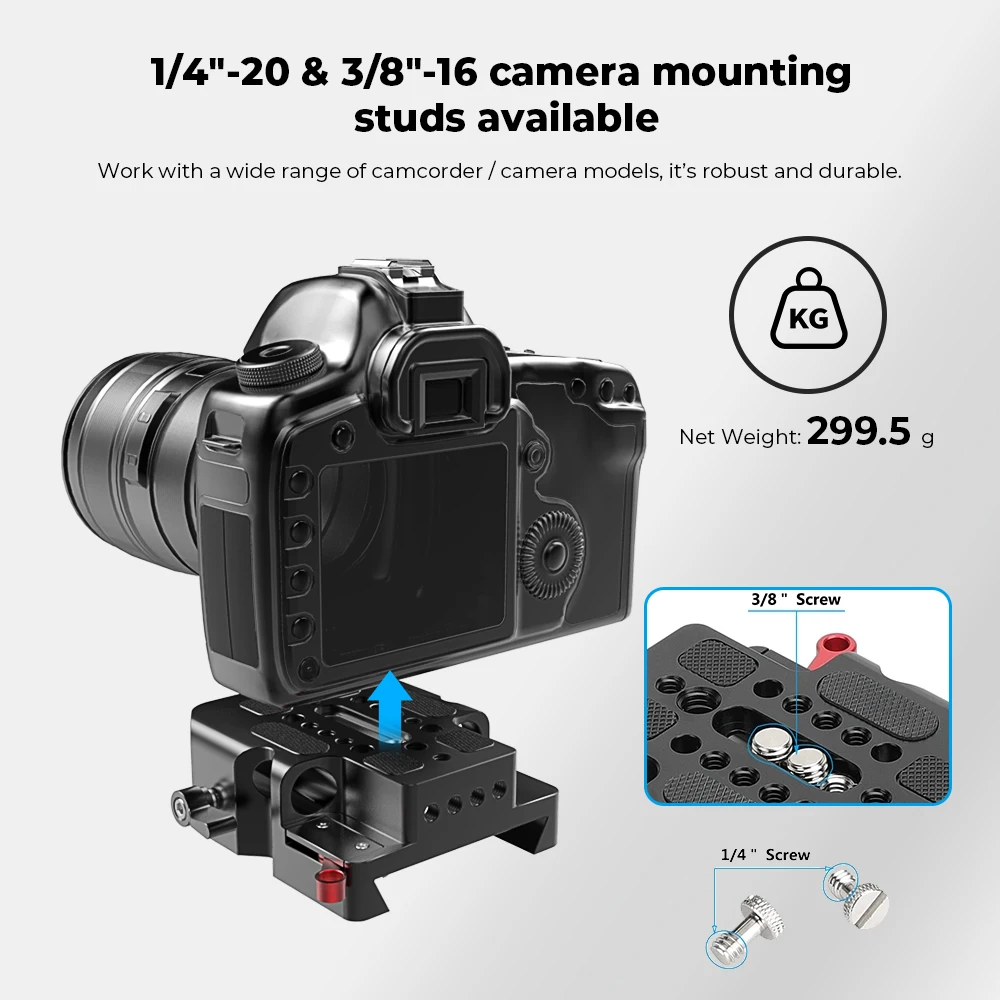 Piastra di base scorrevole a sgancio rapido CAMVATE con binario da 15mm, compatibile con piastra Standard a slitta da 12 "a coda di rondine