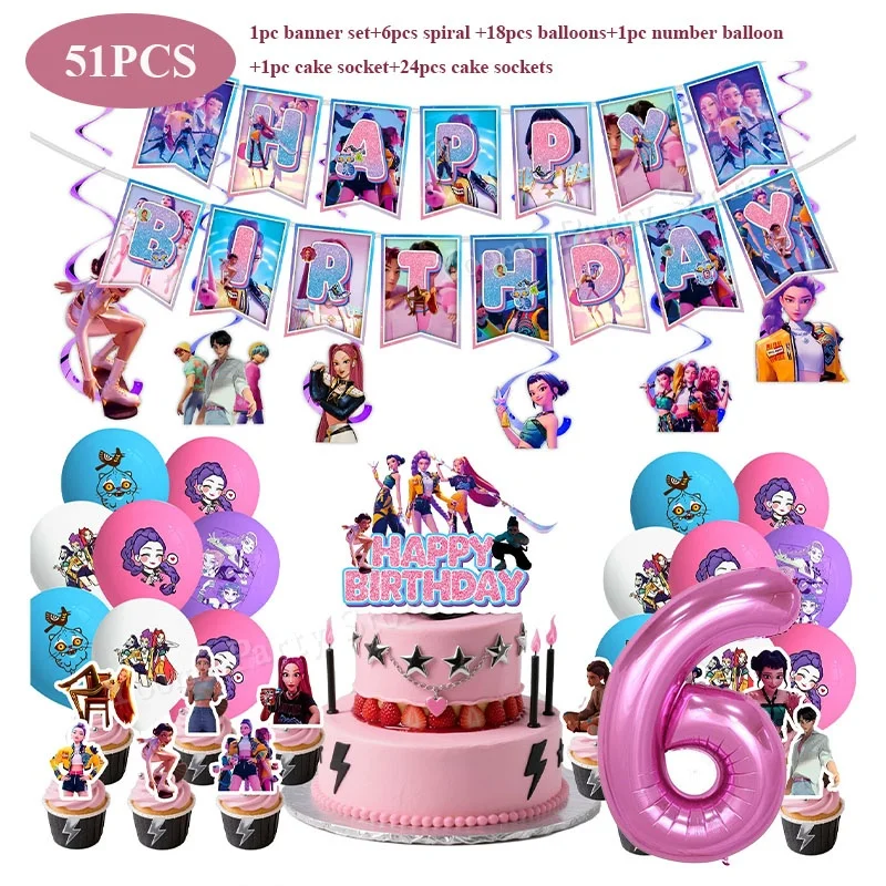 Geburtstagsparty-Dekorationsset Cartoon-Film-Mädchen Motiv Teller Becher Servietten Luftballons Baby-Shower-Party Geschenk