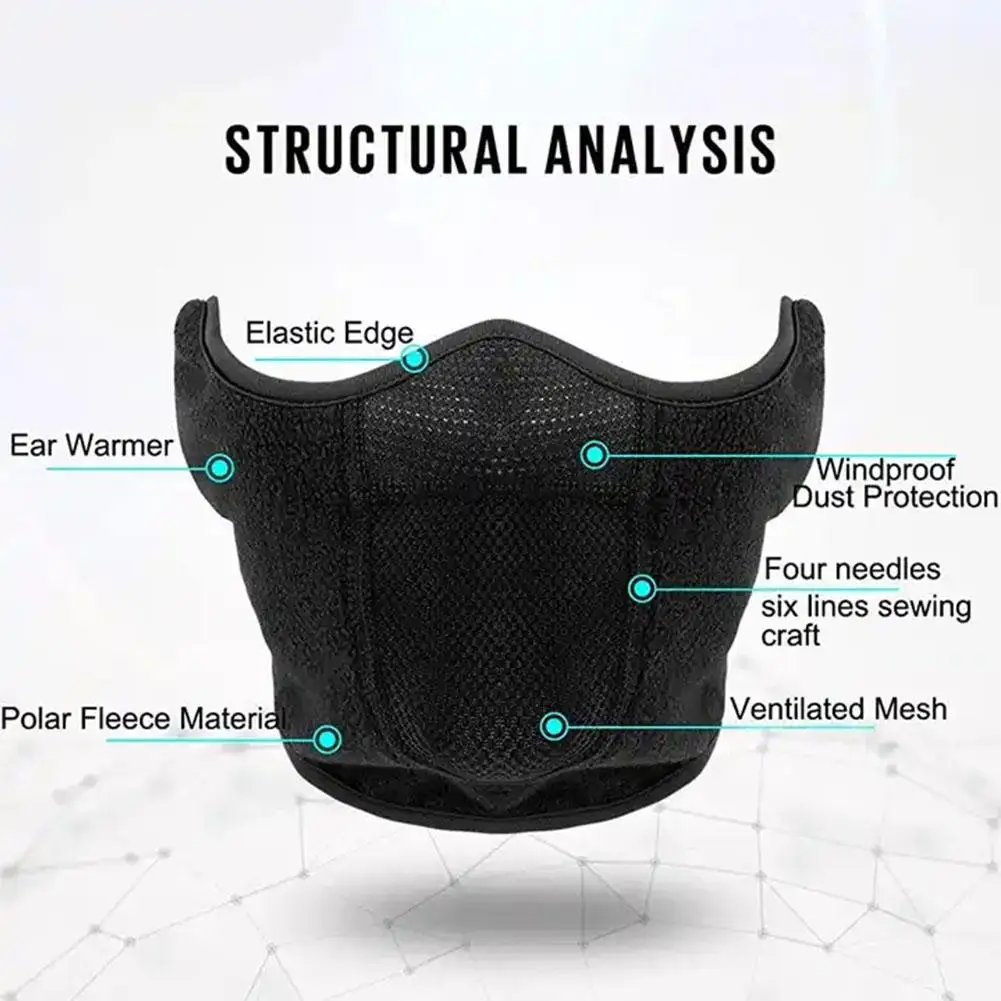 2 In 1 Winter Unisex Warm Mask Windproof Anti Dust Comfortable Breathable Outdoor Cycling Running Sport Facemask Ear Protector