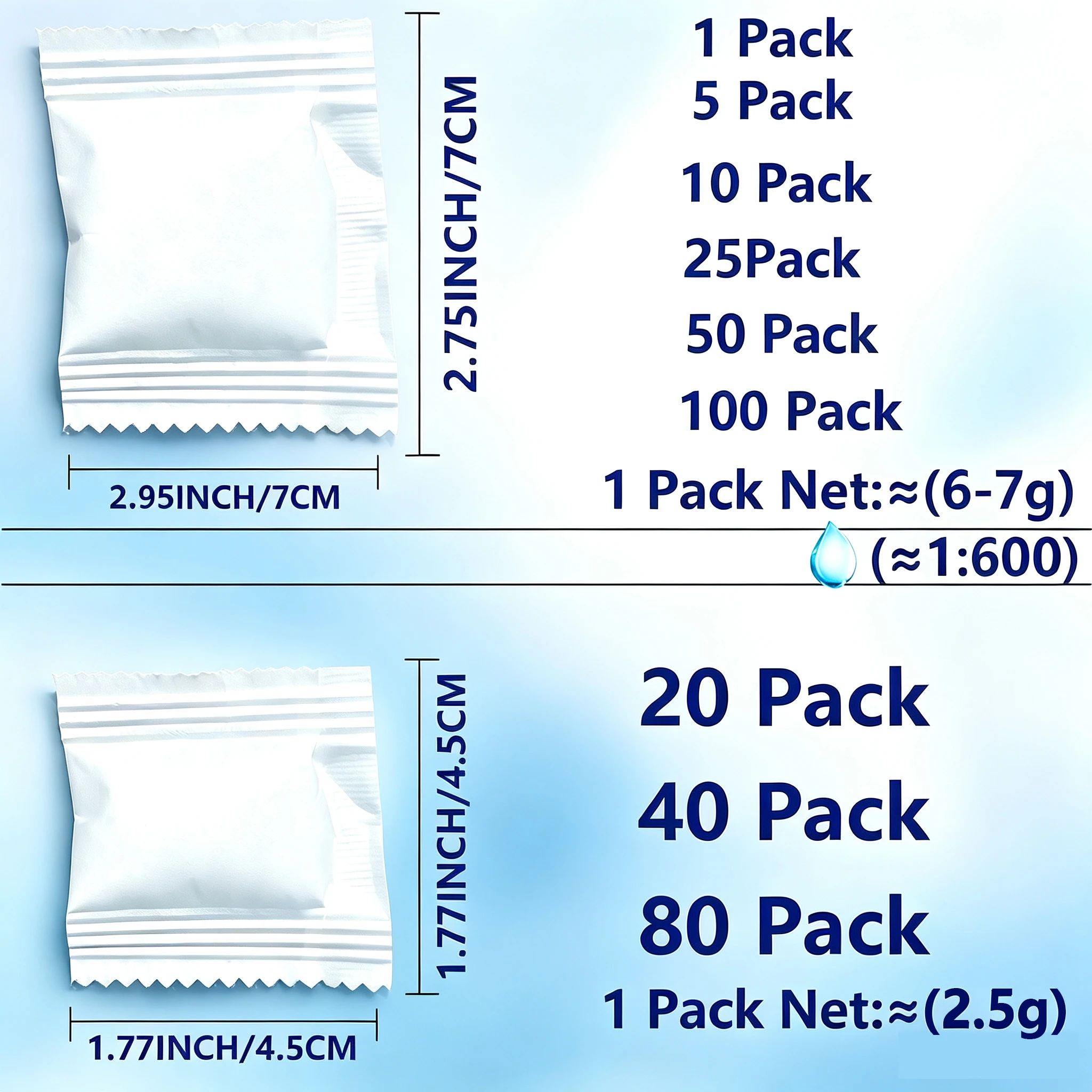 Urine Solidification Outdoor Tool for Camping, 1–100 Pack, 1:600 Absorption Ratio description 1