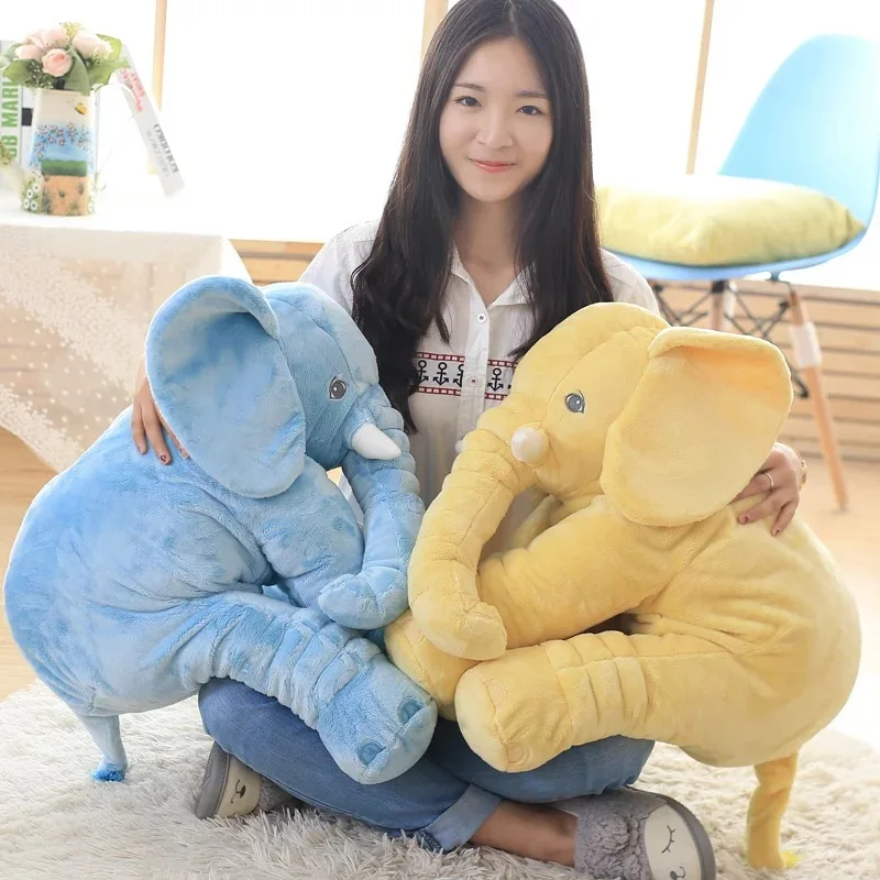 40cm/60cm Height Large Plush Elephant Doll Toy Kids Sleeping Back Cushion Cute Stuffed Elephant Baby Accompany Doll Xmas Gift