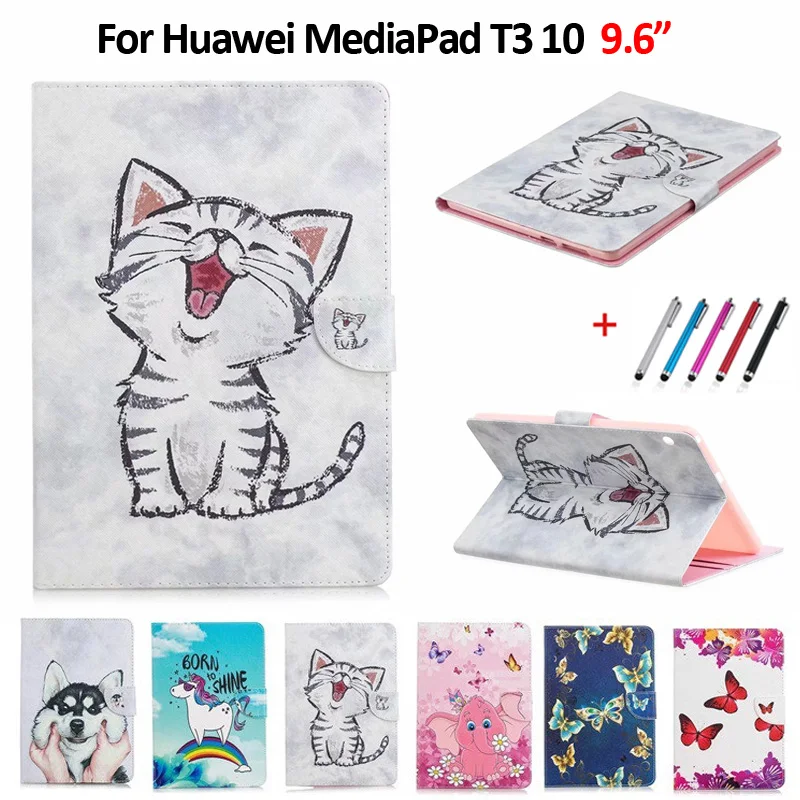 Case For Huawei MediaPad T3 10 AGS-L09 AGS-W09 AGS-L03 9.6  Cover Cute Cat Unicorn Puppy Butterfly Tablet For Huawei T3 10 Case