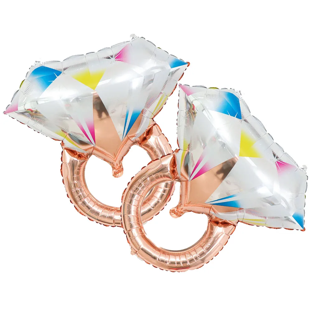 2 Globos de Aluminio con Forma de Anillo de Diamantes Grandes, Color Oro Rosa Brillante, Decoración para Bodas, Fiestas de Compromiso, San Valentín, Decoración para Pedidas de Mano