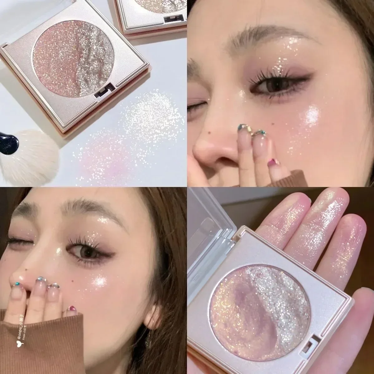 Two-color 3D Embossed Highlighter Powder Palette Makeup Face Contour Shimmer Water Light Highlight Pallete Illuminator Cosmetics