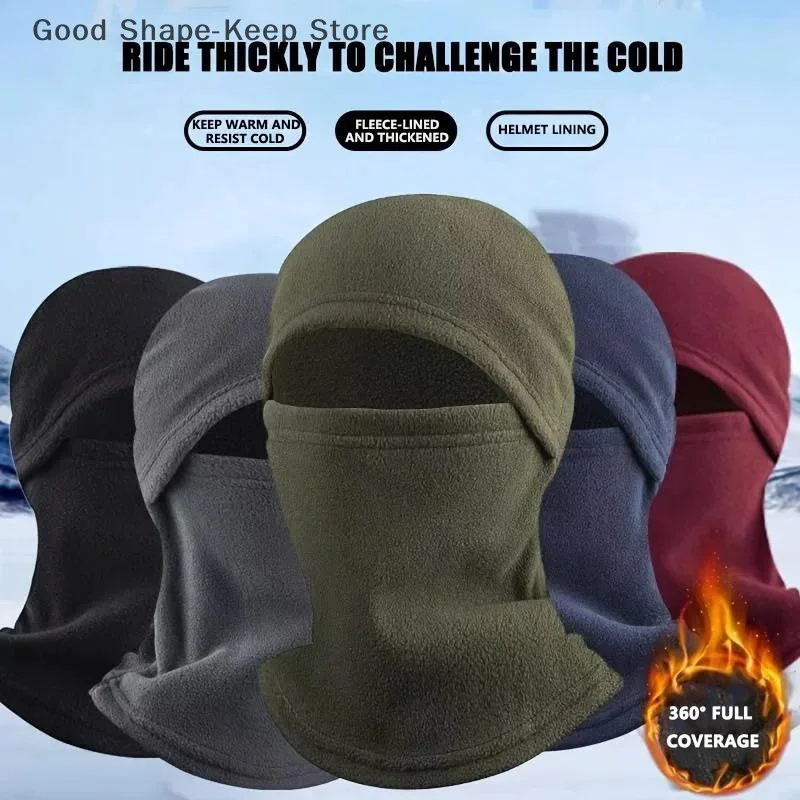 Pasamontañas de lana Polar Coral para hombre, mascarilla facial, gorros más cálidos, cubierta térmica para la cabeza, bufanda deportiva militar táctica, gorros de esquí