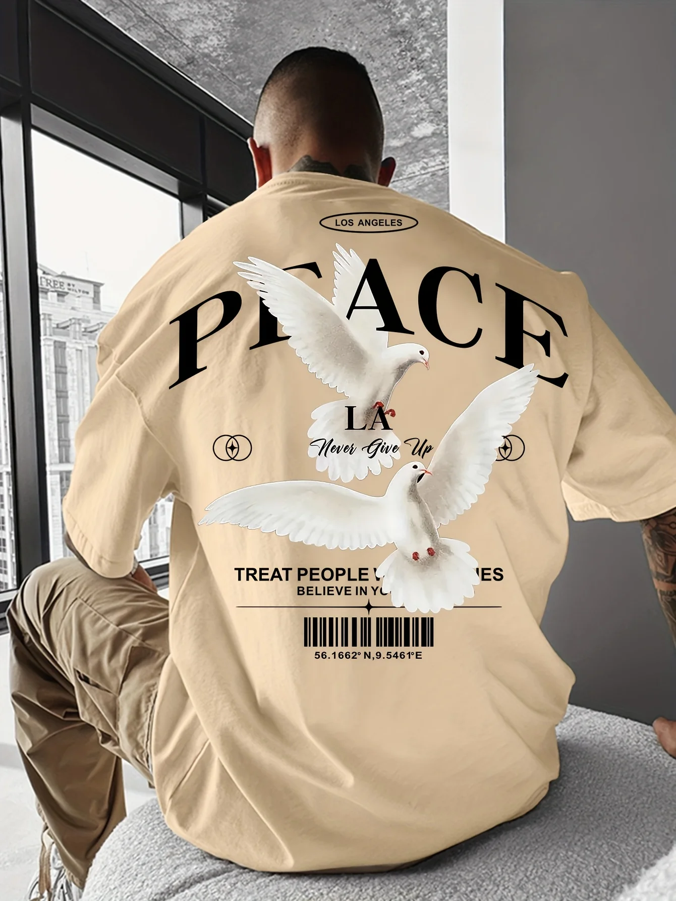Men's summer 100% pure cotton fashionable casual loose and flat pattern printed sports round neck short sleeved T-shirt top image 3