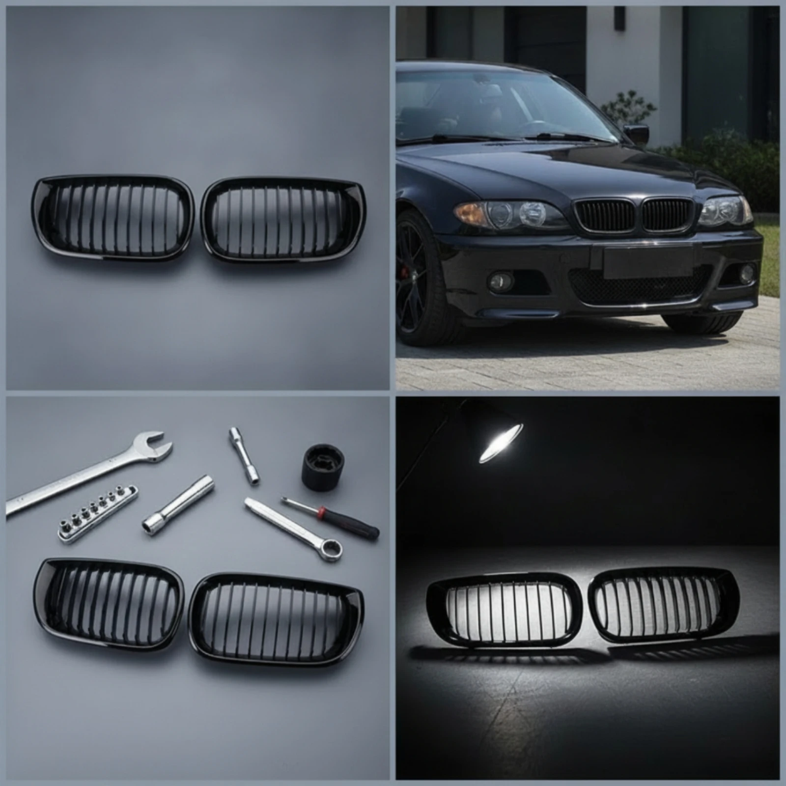Front Bumper Kidney Grille Replacement ABS Replacement Kidney Grille Long-Lasting Aggressive for DIY Mechanics