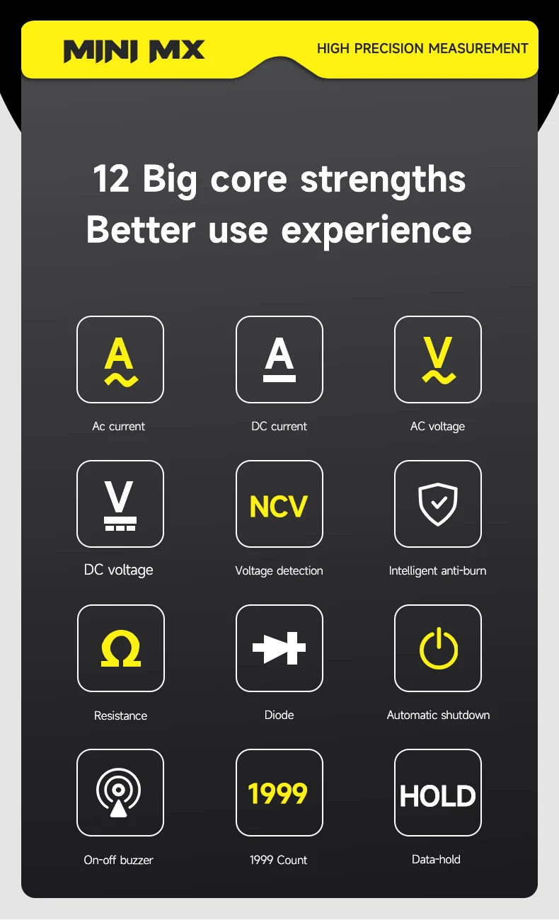 【MECHANIC】 Mini MX Multimeter Intelligent Anti-burn NCV Measurement Function LED Large Screen Overload Protection Multimeter