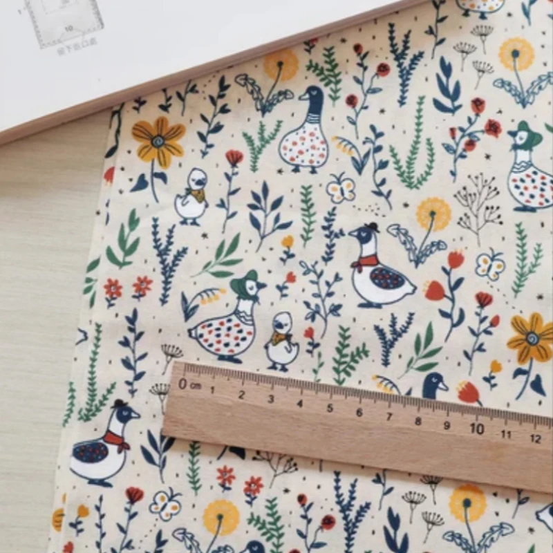 Plain Cotton Fabric, Cute Animal Little Duck Print, Handmade DIY Bag Patchwork, Garment Sewing, 100% Cotton, CR-1884