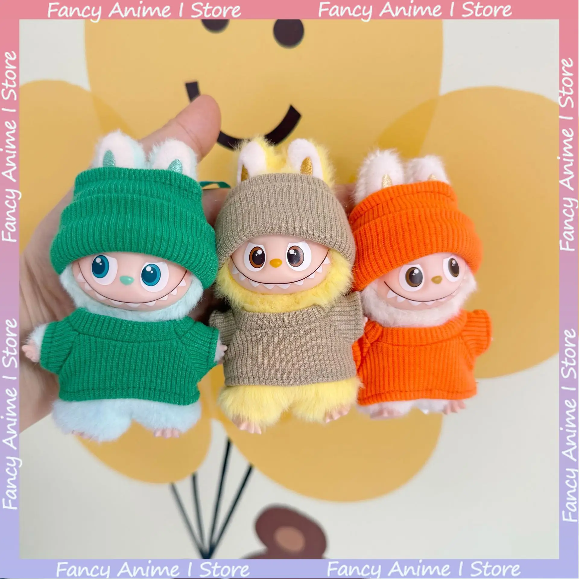 Voor 10 cm Mini Labubu 4.0 Pluche Poppenkleertjes Outfit met Hoeden en Kleding Poppen Accessoires Leuke Decoratie Verschillende Kleuropties