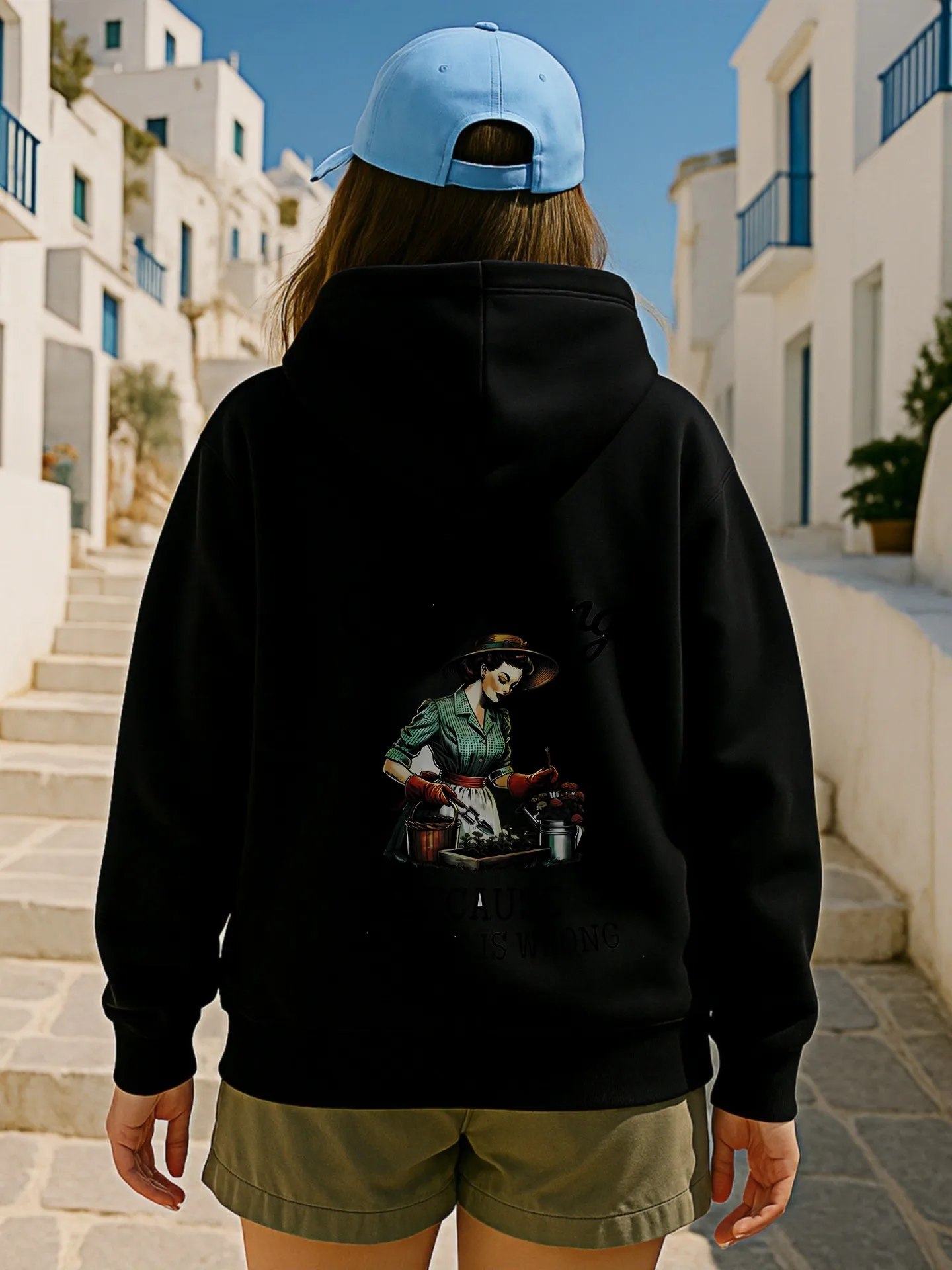 Grafik-Hoodie für Damen, Vintage-Ästhetik-Design, Buchstabendruck, Baumwollmischung, lässige Alltagskleidung, für junge Frauen