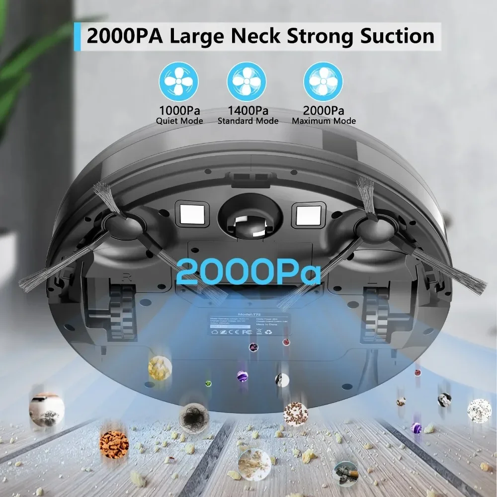 Robot Vacuum and Mop Combo, Robotic Vacuum Cleaner with Schedule, Wi-Fi/App/Remote, Self-Charging, Slim, Ideal , Pet Hair