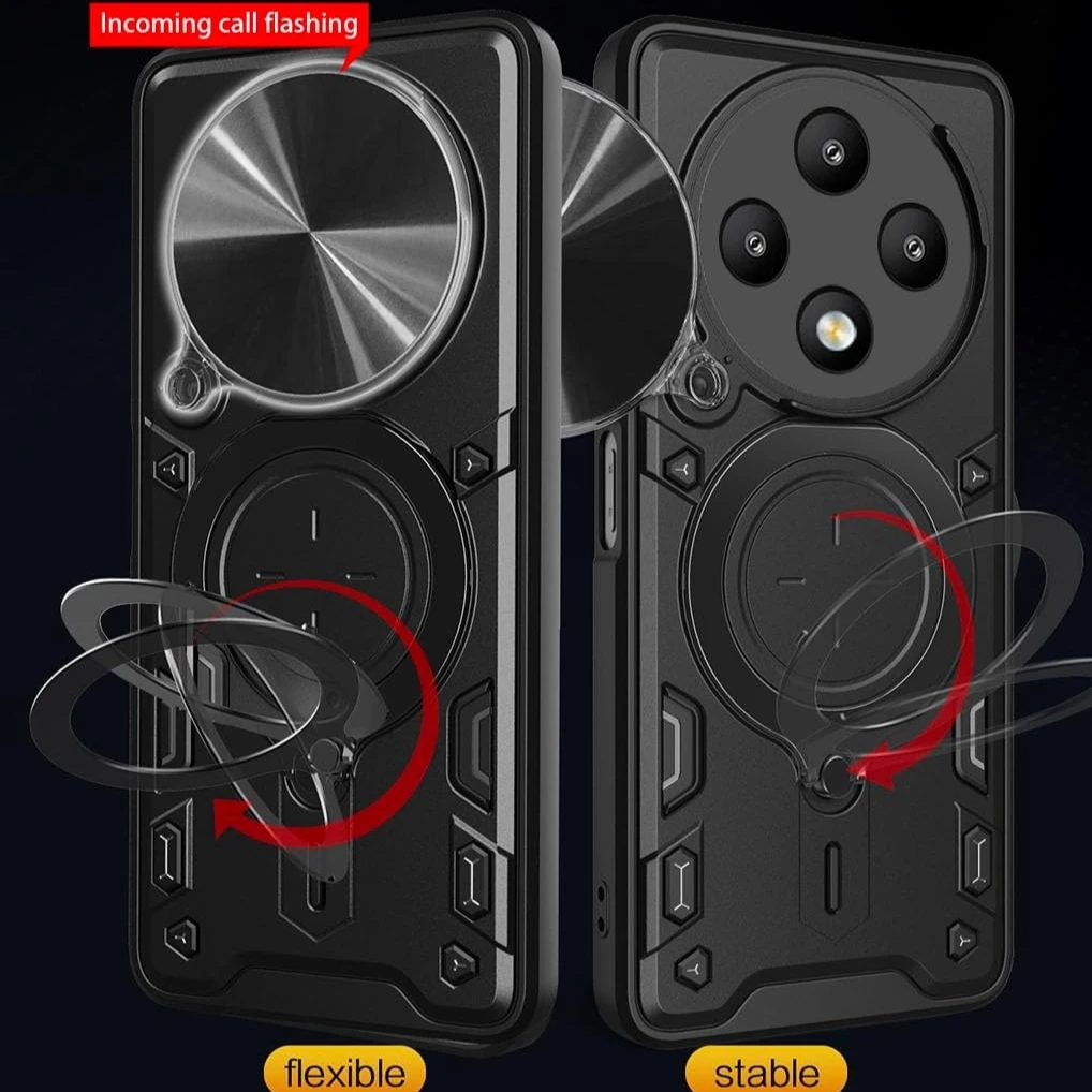 Protective Cover For OPPO Reno 12F 5G Reno12 FS 12FS 5G Case Ring Kickstand Lens Protection Shockproof Fundas Coque Capa