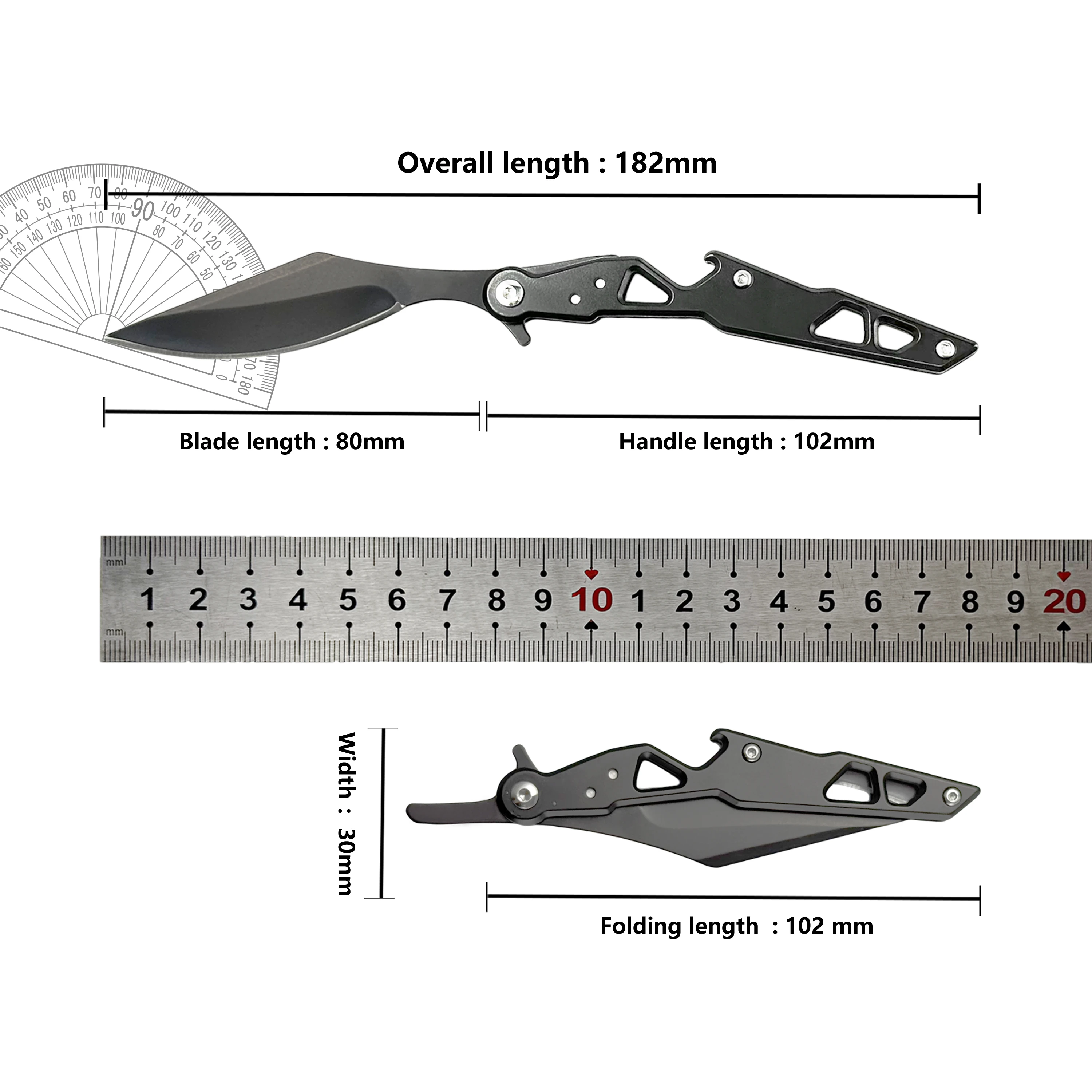 Faca dobrável multifuncional EDC, canivete de aço inoxidável, faca tática, abridor de garrafas, para acampamento ao ar livre, uso doméstico