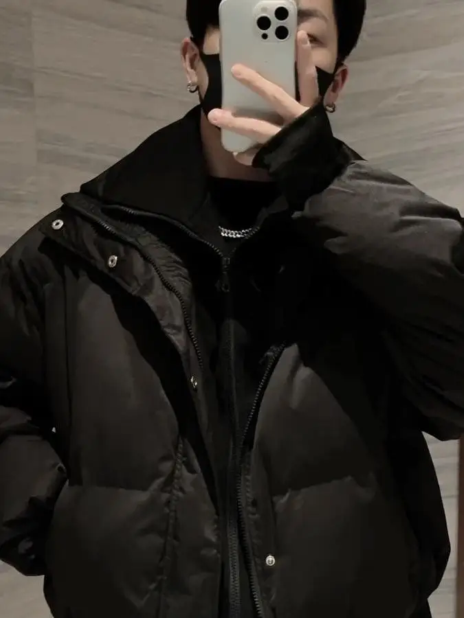 

Men's Thiened Cotton Jaet Winter Warm Workwear Bread Sle Faionable Casual Outerwear Zipper Closure Polyester Filling