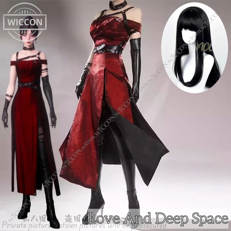 Love and Deep Space Halloween Costume Wig, Anime Game, Comic-Con, Mascarada, Miss, Preto, Disfarce, Festivais