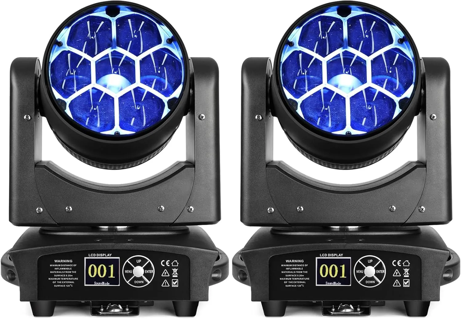 Moving Head Light 7X40W Rgbw Beam/Wash/Zoom/Cto Effect Bee Eye Led Stage Lighting Spotlight with Sound Activation, Suitable for Dj, Bars, Christmas, and Home Party Lighting, 2-Pack