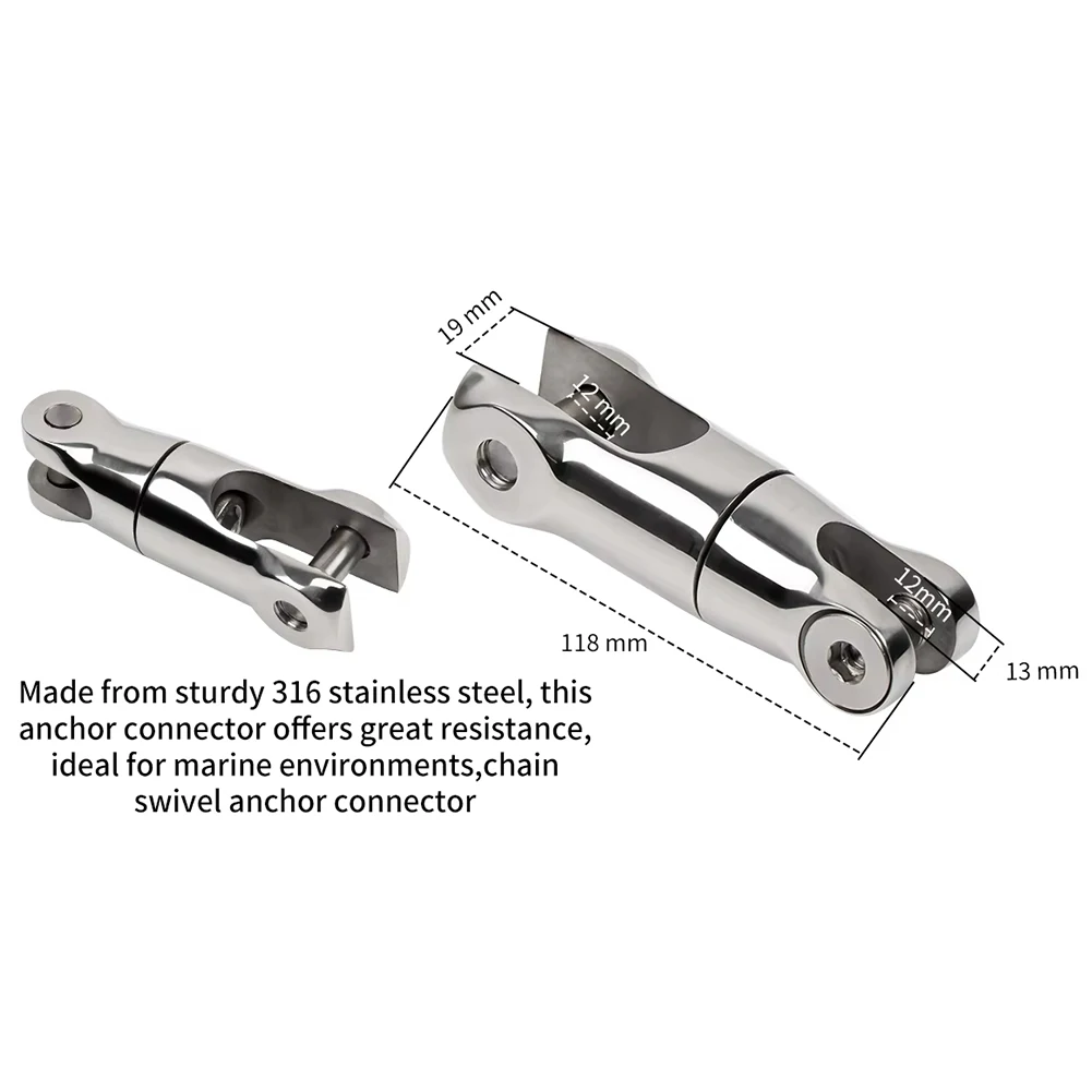 Anchor Swivel Connector Made from 316 Stainless Steel Perfect for Securing Anchor Chains and Ropes in Marine Environments