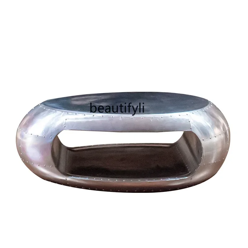 

cc182l Chinese Style Furniture Metal Table Industrial Style Bar Table Creative Oval Tea Table Shaped