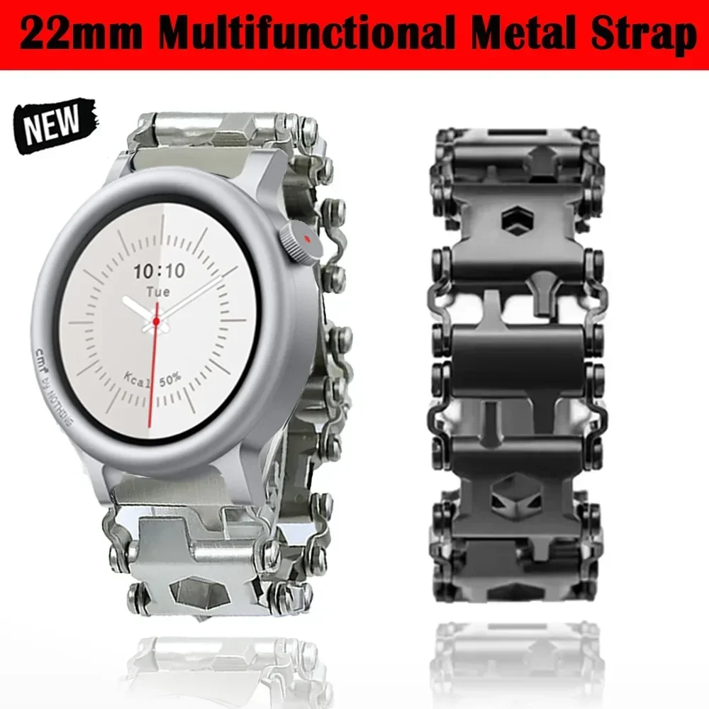 22mm Multifunctional Metal Strap for CMF Watch 3 Pro 2 1 Outdoor Bracelet Wristband Amazfit Active Max Balance 3 2 1 Bip Max 6 5