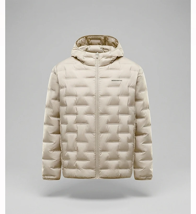 BOSIDENG Men's Hooded Lightweight down Jacket Warm Zipper Casual Winter Outerwear Coat for Outdoor