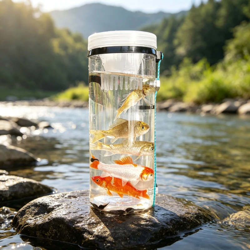 Large Fish Trap Bottle Weighted Plastic Catching Tool with 12m Rope 2 Bait Packs Ground Stake for Kids Outdoor Fishing 물고기 통발