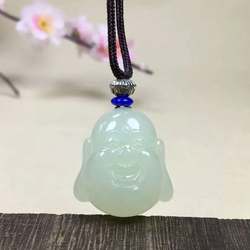 Natural Hetian White Statue Maitreya Laughing Buddha Jade Pendant Women Gentle And Delicate