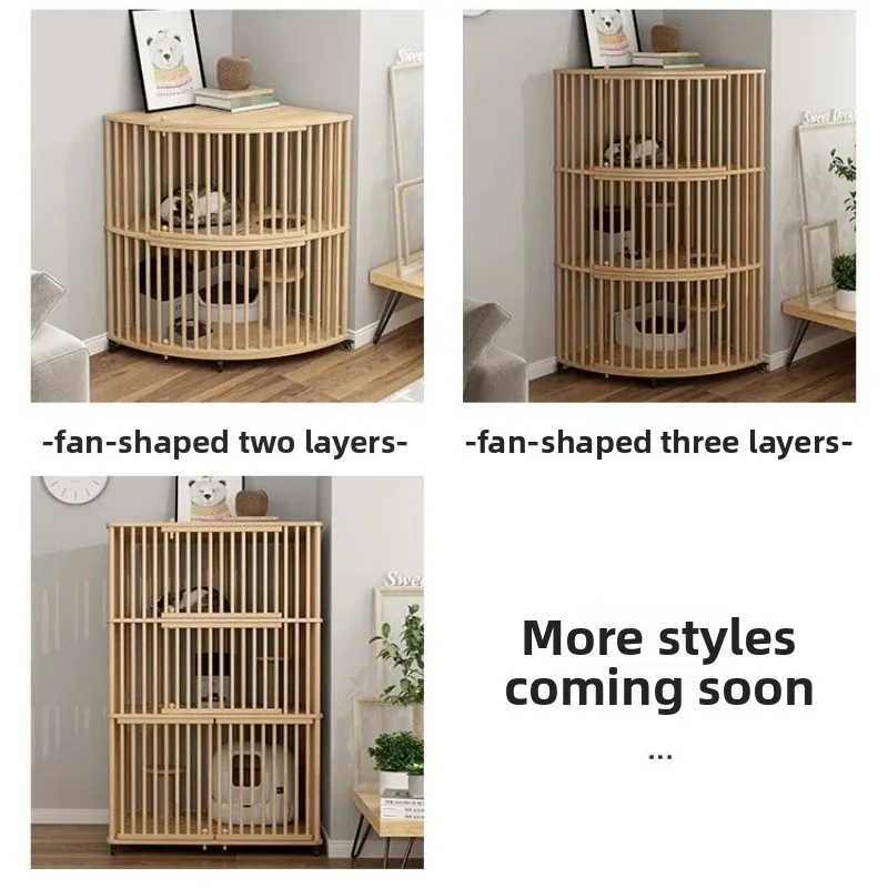 Compact corner fan solid wood cat cage small household