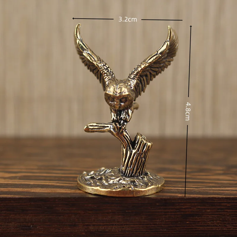 Owl Ornament Figure Home Decor  Animal Spreading Wings, Owl Brass Ornament, Retro Bronze Statue Desktop Decoration