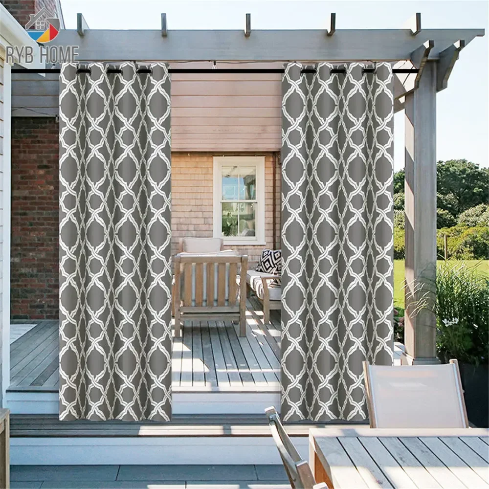 

Outdoor Waterproof Moroccan pattern Printed Curtain Pavilion Shading Simple Modern Living Room Bedroom Balcony Sunscreen