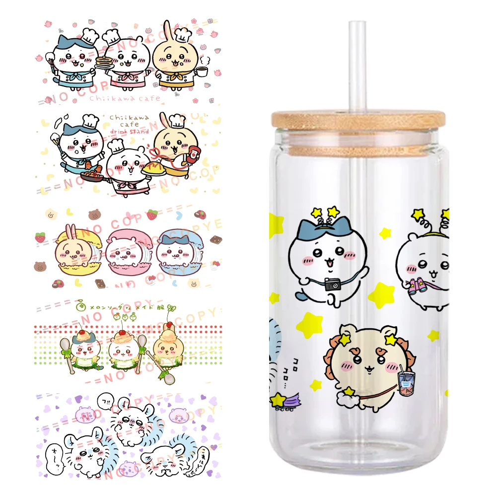 Sanrio Chiikawa 11*24cm UV DTF Wraps Transfer Sticker DIY For 16oz Libbey Glass Cup Waterproof Decals Coffee Cup Sticker