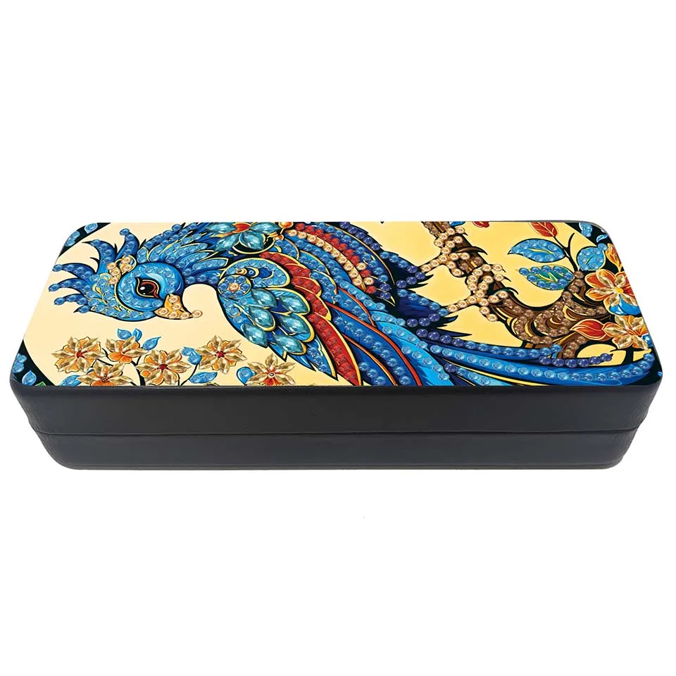 

DIY Павлин Алмазная картина Коробка для хранения очков Кожаный чехол для очков с алмазной живописью Алмазный художественный чехол для солнцезащитных очков Художественные ремесла