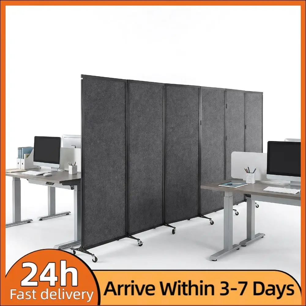 Rolling Privacy Room Divider with Lockable Wheels Portable Fabric Wall Divider 6 Ft Tall for Home Dorm Decor