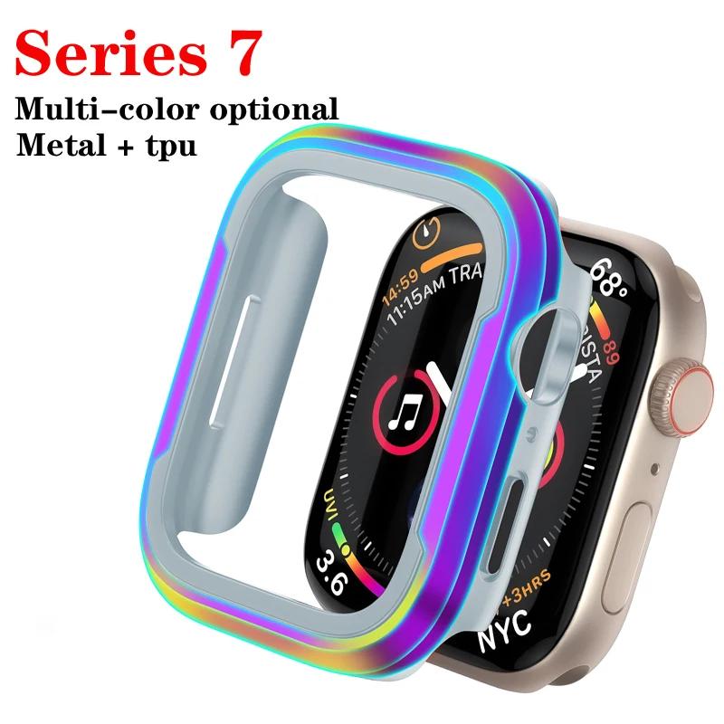 

NEW Watchs Cases for Apple watch case 41mm 45mm Accessories Metal + TPU Protector bumper Cover iWatch series 7 smartwatch covers