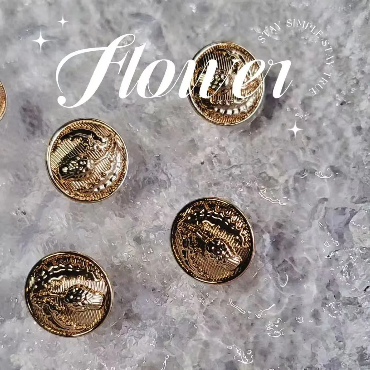 

Высококачественные металлические пуговицы с цветочным узором — прошитые вручную застежки для пальто и верхней одежды