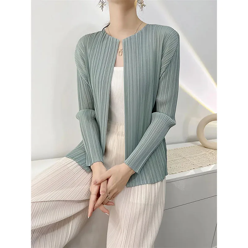 

Ladies New Top Thin Sunscreen Clothing With Slim Temperament Casual Long Sleeve Cardigan Joker Short Cardigan Round Neck Coat