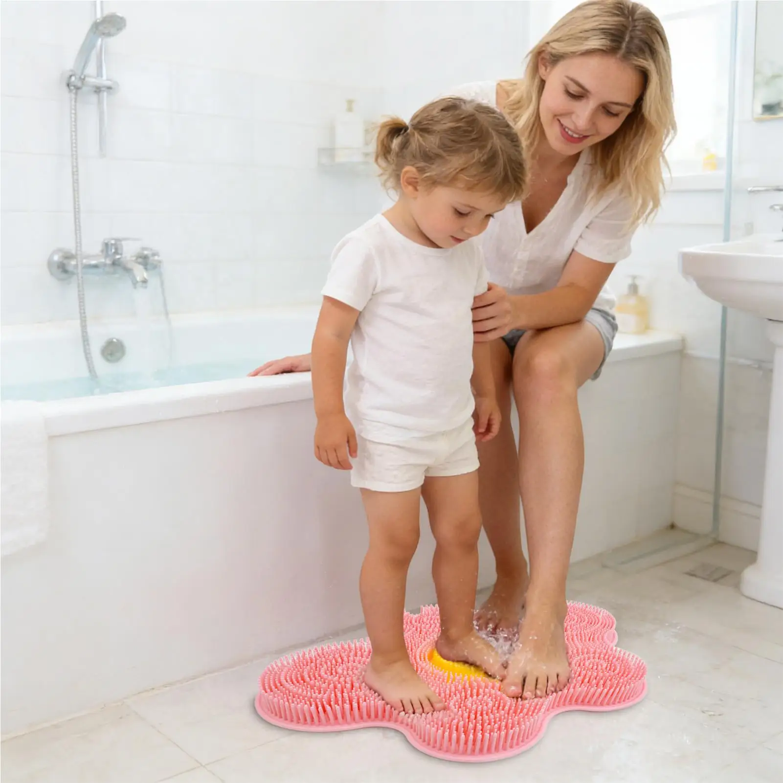 

Shower Foot Scrubber Silicone Mat With Non-Slip Suction Cups Back Scrubber For Shower For Cleaning Wash Floor Wall Bathroom