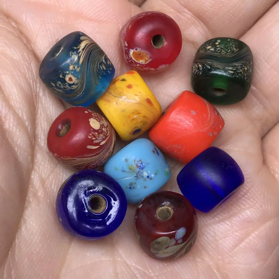 (10 pieces) Wenwan old-fashioned ancient beads wrapped in pulp, Nepal return old glazed weathered phoenix pattern jewelry old-fa