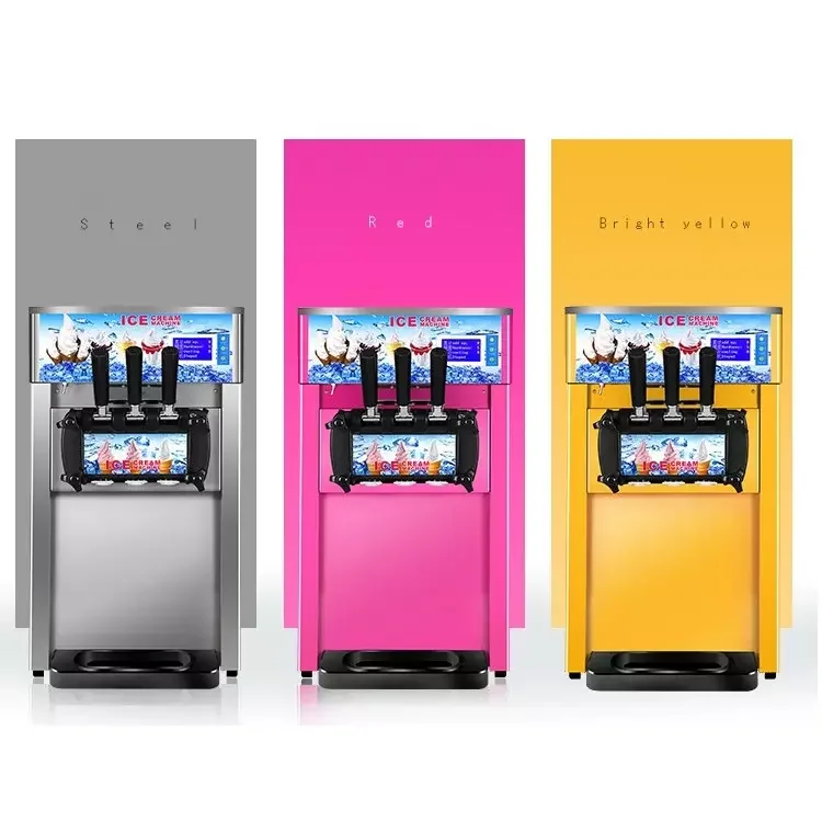 Commercial 18L Soft Ice Cream Machine Frozen Yogurt Ice Cream Machine 2 + 1 Flavor Soft Ice Cream Machine