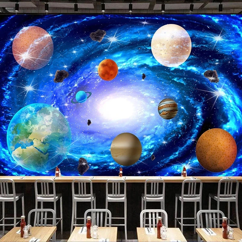 Customized 3D Cartoon Cosmic Vortex Star Space Photo Mural Wallpaper Bar KTV Children Living room background bedroom restaurant
