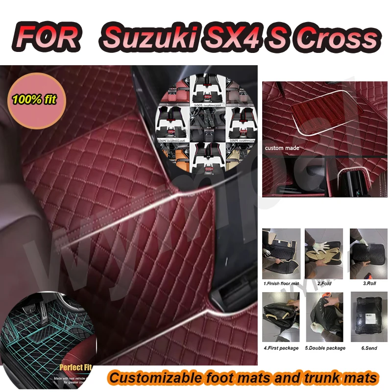 

Роскошные автомобильные коврики на заказ для Suzuki SX4 S Cross 2020 2021 2022, роскошные кожаные автомобильные коврики