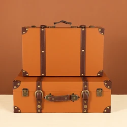 Customized Vintage Travel Suitcases Wood Bedroom Large Capacity Luggage Clothes Storage Organizers Boxes Old Props Decorative