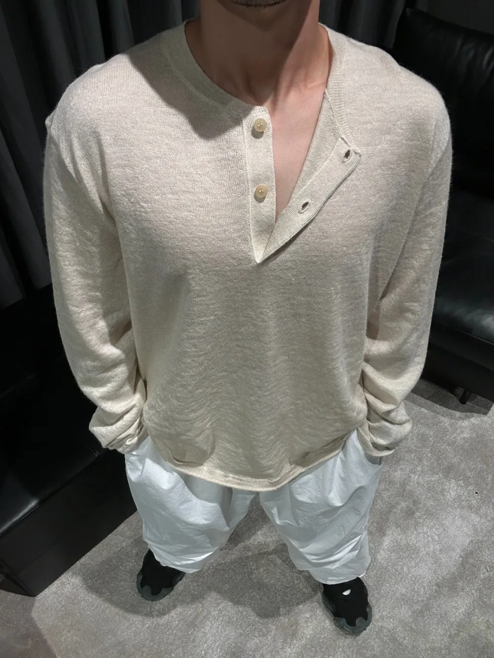 Machine Washable Linen Cotton Men's and Women's Base Long-sleeved T-shirt