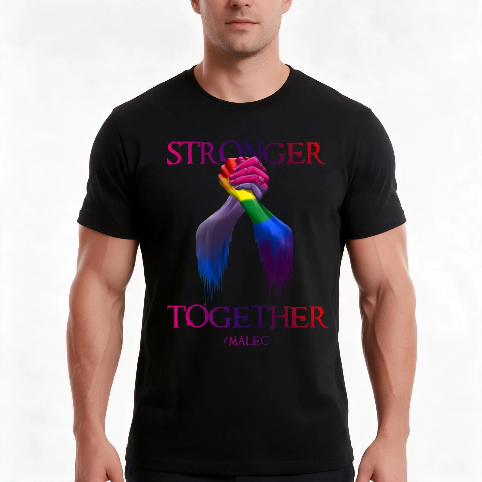 Stronger Together #Malec T-Shirt, Summer Casual Cotton Tee, Oversized Streetwear Tops, Vintage Graphic Print, Unisex Men Women