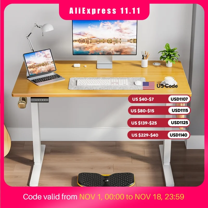 JHK Electric Adjustable Height Standing Computer Desk Ergonomic Sit Stand Up Down Computer Table Workstation For Home Office