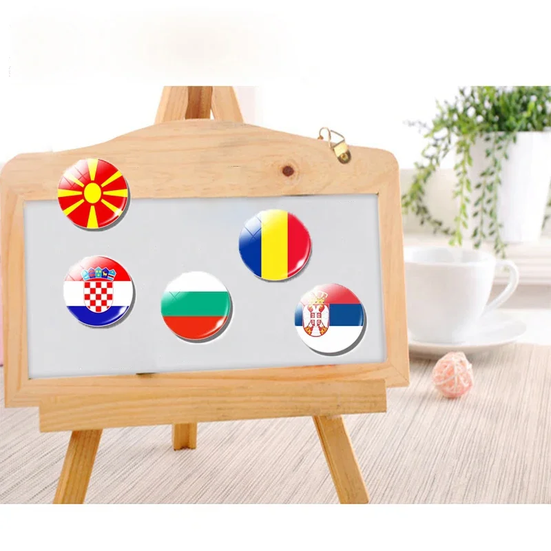 Romania Flag 30MM Glass Dome Fridge Magnet Southern Europe  Bucharest Brasov Spain Bulgaria Italy Vatican Refrigerator Stickers