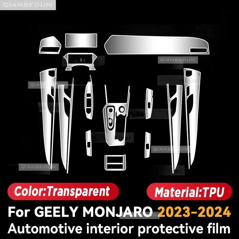 For Geely Monjaro 2023 2024 KX11 Car Interior Center console Transparent TPU Protective film Anti-scratc Repair Accessories